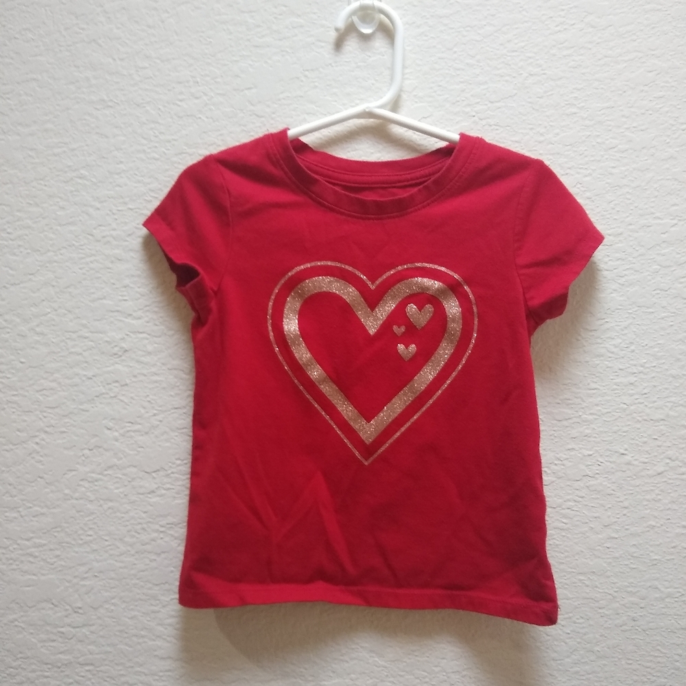 Cat and Jack Glitter Heart Short Sleeve Graphic T Shirt 4T